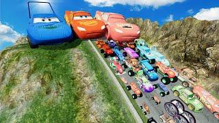 Big & Small Choo-Choo McQueen Boy, King Dinoco vs Pixar Car,Tow Mater vs DOWN OF DEATH -BeamNG.Drive