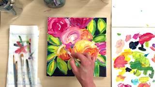 How to Paint Abstract Flowers: Simple Flower Painting Demo by Elle Byers