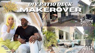 DIY Deck Patio Makeover on a Budget | Extreme Outdoor DIY | Outdoor Decorating with Bilal & Shaeeda