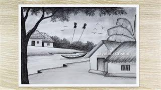 How to Draw Easy Scenery with Pencil, Pencil Shading for Beginners step by step