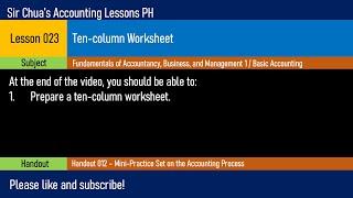 Lesson 023 - Ten-column Worksheet