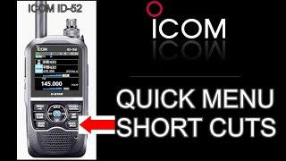 ICOM ID-51 Quick Menu - Shortcuts