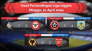 Hasil Liga Inggris 21April24 - Arsenal Menang & ke Puncak - Burnley Menang ( Bisa ) lolos degradasi