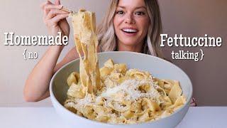 Creamy Garlic Fettuccine MUKBANG | No Talking (Talking Removed)