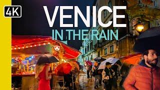 HEAVY Rain in Venice, Italy - 4K-UHD Walking Tour at NIGHT 2024