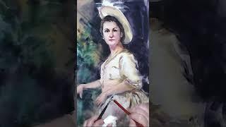 Watercolor portrait time lapse: beautiful lady in a historical dress