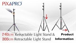 PIXAPRO 240cm & 300cm  Self-Collapsing Retractable Light stands