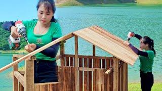 Market Day: Girl Building a Beautiful Wooden Coop After Buying Chicks and Puppies