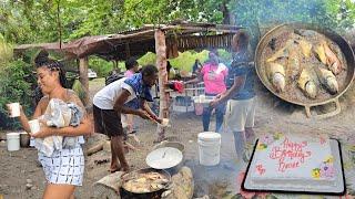 Renee Belated Birthday Party at the Beach SOUP, FRY FISH, FRY CHICKEN & RICE & PEAS EPIC! EPIC!