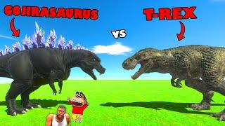 50 GOJIRASAURUS vs 1 T-REX in Animal Revolt Battle Simulator with SHINCHAN and CHOP