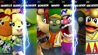 Solar Flair & Isabelle vs Squash & Bowser vs Engineer & Wario vs Gargantuar & King Dedede