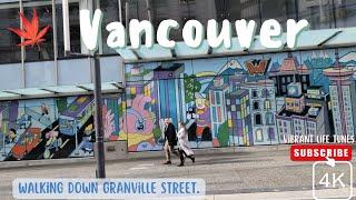 [4K] Walking down Granville Street, Vancouver, Canada.