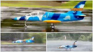 TOP RC MODEL L-39 ALBATROS Turbine Jet made emergency landing due to sudden heavy rain