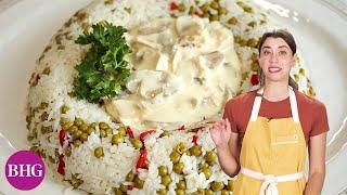 Pro Chef Tries to Recreate Retro Creamed Chicken in Confetti Rice Ring Recipe | Then and Now