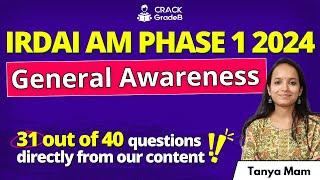 General Awareness Questions asked in IRDAI AM Phase 1 2024