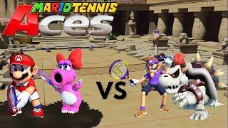 Mario Tennis Aces - Mario & Birdo vs Waluigi & Dry Bowser - Bask Ruins