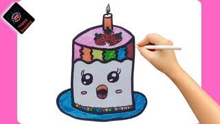 How to draw a birthday cake  for the kids |Birthday Cake Drawing | Easy step drawings