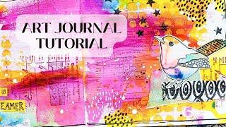 Easy Mixed Media Art Journal Tutorial for Beginners & a Fun Way to colour in Stamps