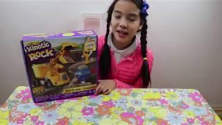 Josephine plays with Kinetic Rock | Rock Crusher playset | SciSci Toys