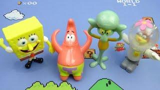 2009 SPONGEBOB SQUAREPANTS SWIMMERS and FLOATERS set of 4 HUNGRY JACK'S COLLECTIBLES VIDEO REVIEW