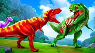 Zombie T-Rex Alert: Super Dinosaur Fights Zombie Trex to Save Dinosaurs! Jurassic World Cartoons