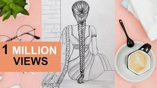 How to draw a beautiful traditional girl | Indian Girl drawing | girl drawing