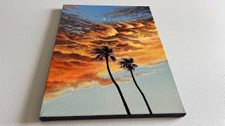 EASY Acrylic Painting Technique | Cloud Sunset Painting for Beginners