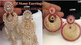 AD Stone Earrings|Latest 1Gm Gold Earrings|Latest CZ Stone Earrings @aksharya collections