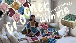 CROCHETING MY VERY FIRST BLANKET // CROCHET VLOG