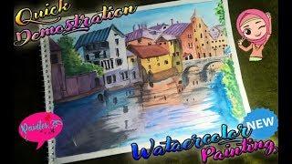 Watercolor Painting Demonstration\\Canals of Bruges || NonStop Creative