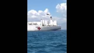 Approaching USNS Comfort in Port-au-Prince, Haiti