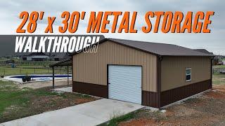 28x30 Metal Storage Shop with Concrete Tour | Metal Storage Buildings | WolfSteel Buildings