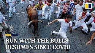 Spain’s annual running of the bulls resumes after 2 years since Covid pandemic with 3 gored so far