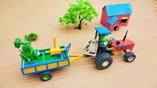 Diy tractor making mini Bricks House Construction | diy mini Reinforced Concrete House