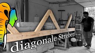 diagonale Streben mit Zapfen | Maschinen und Handarbeit sinnvoll kombinieren | Balkon - Teil 21