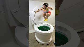 HUGE JUMP into Giant Toilet Green Pool with SPLASH #shorts