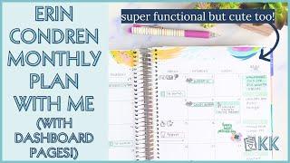 Erin Condren Functional Monthly Plan with Me with Dashboard Pages and Simple To Do List Notes Pages