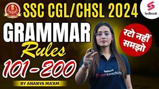 SSC CGL/ CHSL 2024 English | SSC 2024 GRAMMAR RULES 101- 200 By Ananya Ma'am