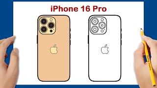 Comment dessiner un iPhone 16 Pro Max | Comment dessiner un smartphone