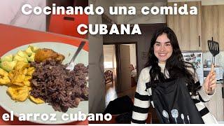 Cocinando una Comida Cubana  en Galicia (España): arroz congrí cubano