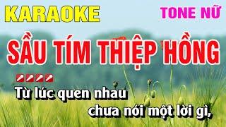 Karaoke Sầu Tím Thiệp Hồng Tone Nữ Nhạc Sống | Nguyễn Linh