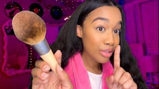 ASMR Big Sis Does Your Make-up and Helps You Sneak Out The House  ASMR Make-up Role-play