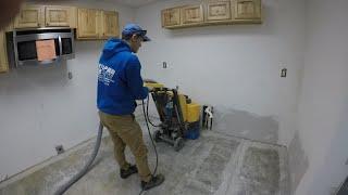 How to prep a concrete floor, after tile removal.