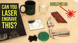 10 EXTRAORDINARY MATERIALS You Didn't Think You Could LASER ENGRAVE! (Sculpfun S9)