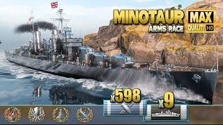 Cruiser Minotaur: Excellent 4400 base XP game on "Land of Fire" - World of Warships