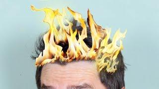 HAIR CATCHES ON FIRE!