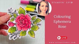 Colouring a Rose from a Stampin' Up! Ephemera Pack