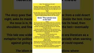 Idiom: "The camel's nose in the tent" |phrases |idioms and phrases in english #idioms #phrases