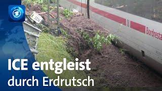ICE entgleist durch Erdrutsch | Hochwasser, Regen und Überschwemmungen in Süddeutschland