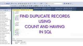 SQL | Find duplicate records in table using COUNT and HAVING |Simple method to find duplicate record